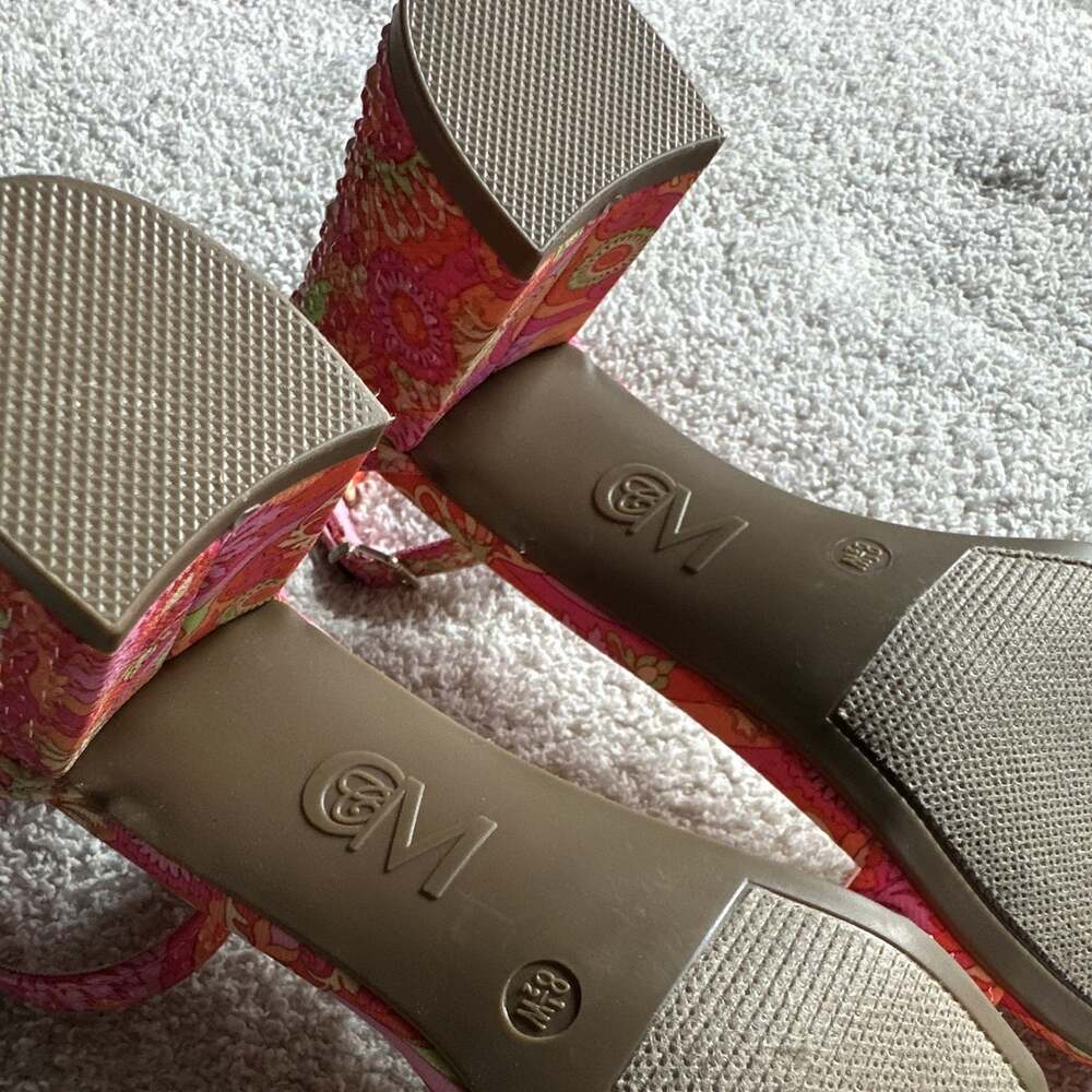 Chelsea Moreland Gala Women's‎ Pink Floral Ankle Strap Heels Open Toe Size 8.5 - Picture 6 of 9